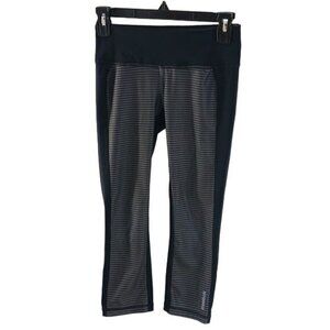 Reebok Womens Leggings XS Black Compression Cropped Athletic Workout Pants